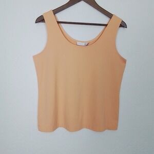 Chico's Women's Solid‎ Orange Scoop Neck Pull Over Wide Strap Size 2 Tank Top